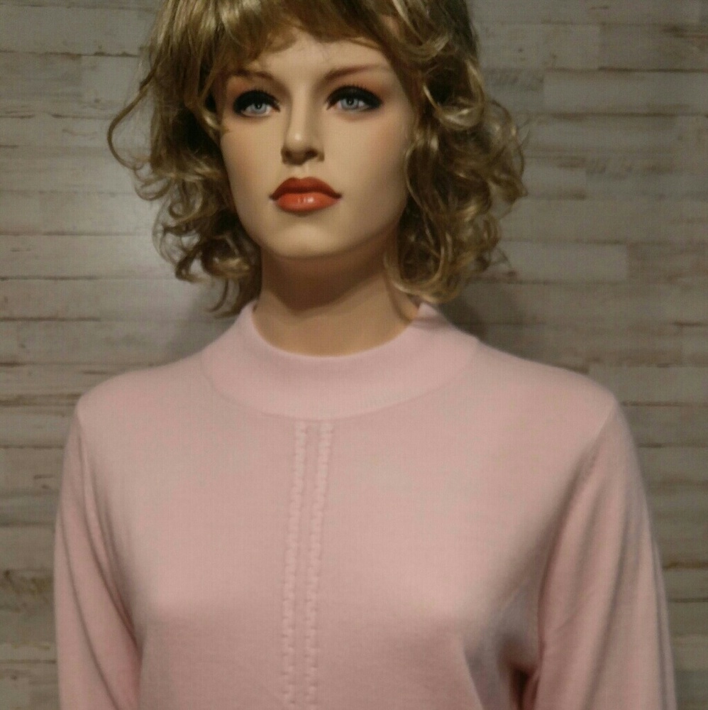 Top Knit Sweater Women's Soft Pink Long Sleeves